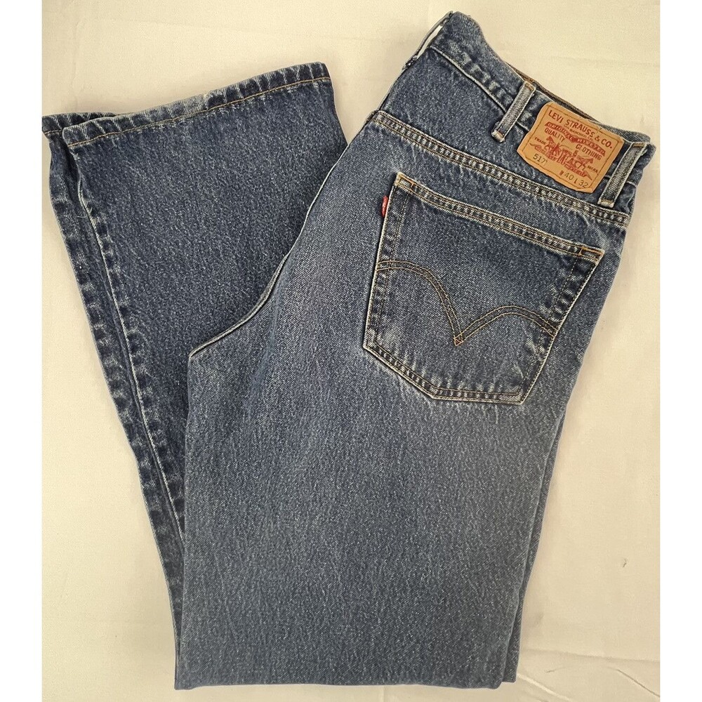 Levis 517 Mens Medium Wash 5 Pocket Straight Leg Denim Blue Jeans 39x32 Actual